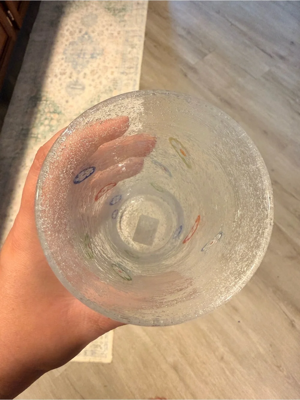 Crate & Barrel Zazz Millefiori Bubble Glass Tumbler